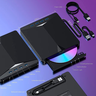 7 IN 1 BD Burner External USB 3.0 Slot In DVD RW CD Writer Portable Drive Laptop