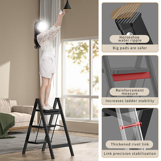 3 Step Ladder Folding Lightweight Step Stool for Home with Non-Slip Feet