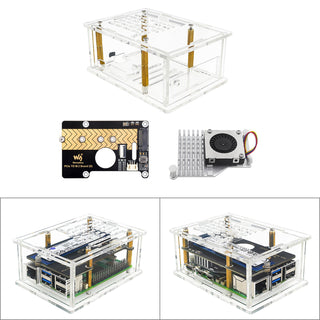 Raspberry Pi 5 PCI-E to M.2 Adapter Board Acrylic Box Adapter Case With Radiator