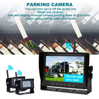 7 inch Display Wireless AHD 1080P Rear View Backup Camera Kit for Truck Trailer