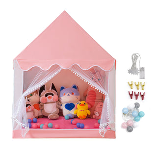 Mesh Window Portable Children’s Playhouse with Carry Bag Pink Assembly Tent with Metal Frame Kids Indoor Play Tent for Boys & Girls Optional Star Lights & Mat