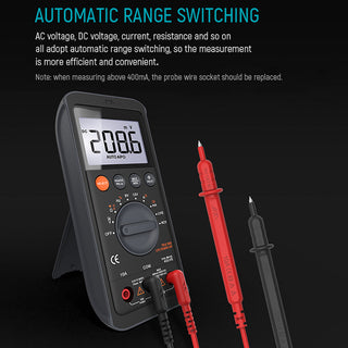 Digital Multimeter Tester - Auto-Ranging for AC/DC Voltage, Current, Resistance, Continuity