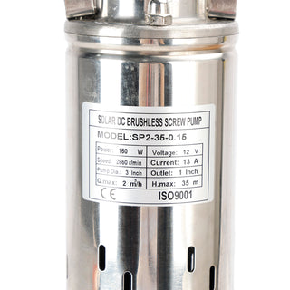 150W 12V  MPPT Screw Solar Bore Pump Submersible Deep Well Hole Steel