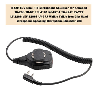 K-SM1602 Dual PTT Microphone Speaker For TK-220 TH-F6 RPV516A KG-UVD1P PX-666