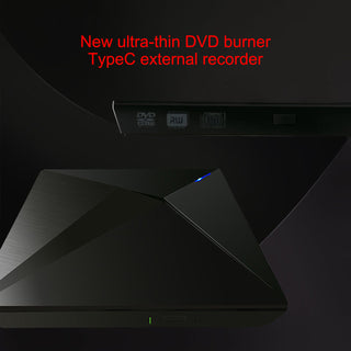 Ultra-Thin Dvd Rw Cd External Optical Drive Portable Type-C Usb Laptop Pc Blk