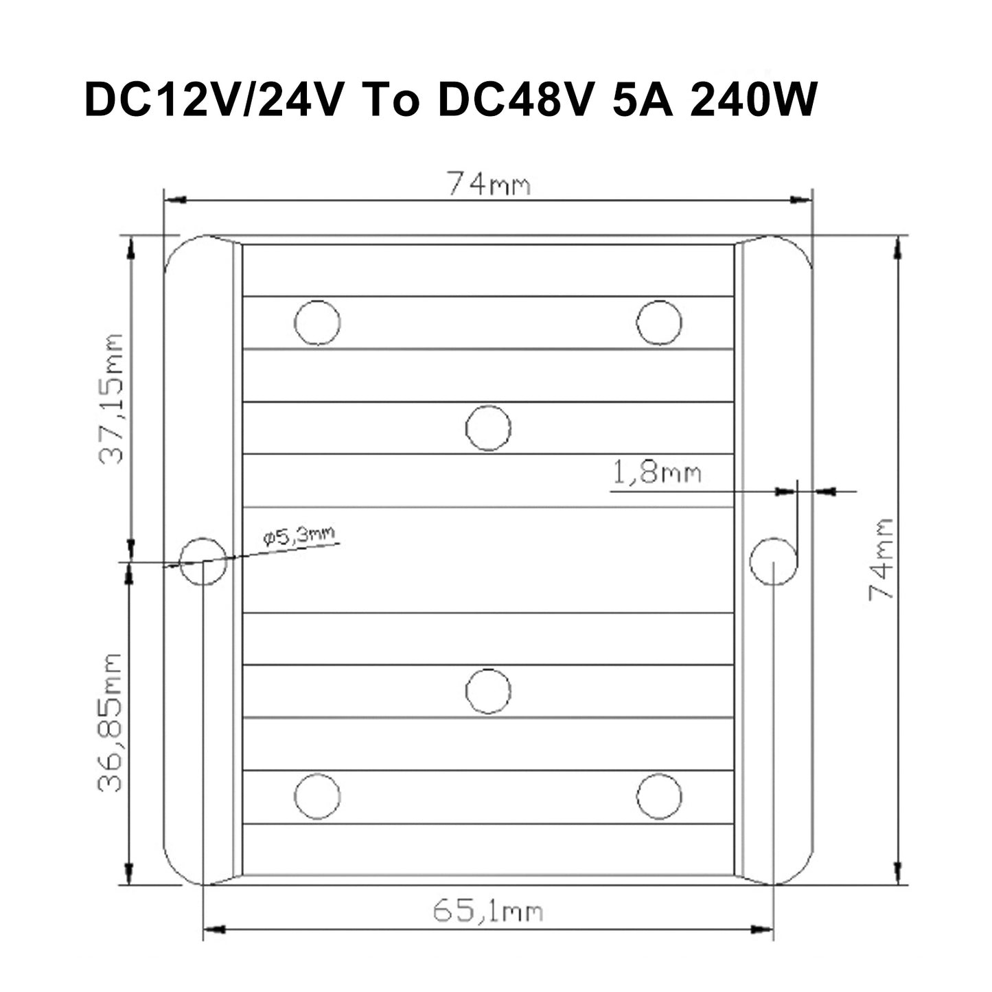 Waterproof DC/DC Converter Regulator 12V/24V Step Up to 48V 5A 240W Generic