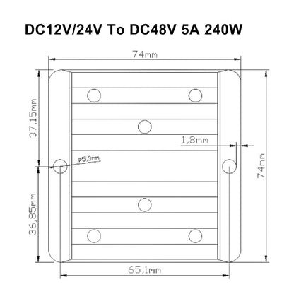 Waterproof DC/DC Converter Regulator 12V/24V Step Up to 48V 5A 240W Generic