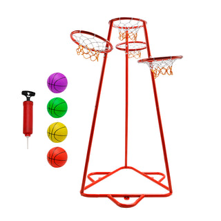 Early Learning 4 Hoop Kid Basketball Hoop Indoor/Outdoor Preschool Hoop Set Red