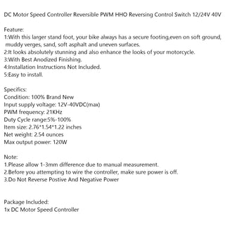 DC Motor Speed Controller Reversible PWM Reversing Control Switch 12/24V 40V
