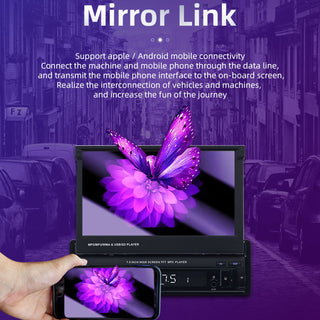 7" 1Din Telescopic Touch Screen Car Radio Audio Stereo MP5 Player + 4 LED Camera
