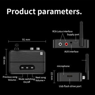 NFC Bluetooth 5.4 Audio Receiver AUX/RCA Old Speaker Amplifier Car Flash Drive