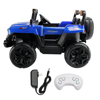 4Wheel 12V Electric Kid Ride On Truck Toy Car With Remote Control LED Light Blue