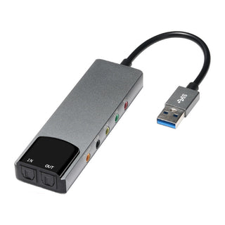 Aluminum Alloy USB Optical Fiber SPDIF Card Supports AC-3 DTS 5.1 Channel Gray