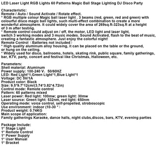 LED Laser Light RGB Lights 60 Patterns Magic Ball Stage Lighting DJ Disco Party
