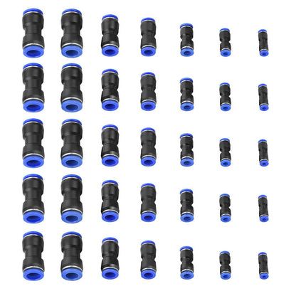 Quick 35 Pcs Straight Push Connectors 4/6/8/10/12/14/16mm Air Line Pneumatic Generic