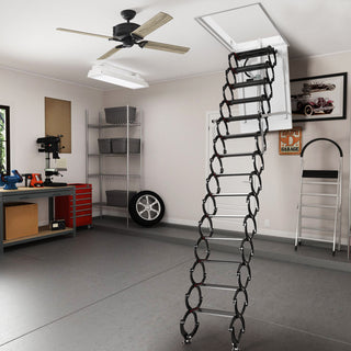 11.8FT 13 Steps Electirc Acctic Ladder Aluminum Folding Remote For Loft Home