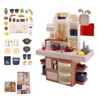 Kids Kitchen Play Set-Interactive Mist & Light Kitchen with Water Circulation Perfect Gift for Boys & Girls Ages 3+ (Red)