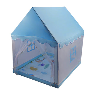 Assembly Tent with Metal Frame Portable Children’s Playhouse with Carry Bag Blue Mesh Window Optional Star Lights & Mat Kids Indoor Play Tent for Boys & Girls