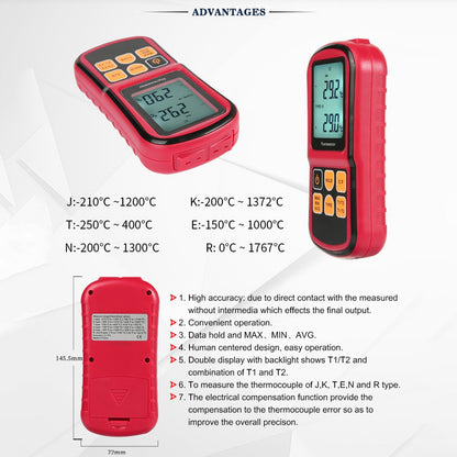 Digital Dual Channel Thermometer With 2 K-Type Thermocouple Sensor Tester Generic