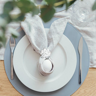 6PCS Napkin Rings w/ Hollow Out Flower Napkin Holder Adornmen Stainless Steel