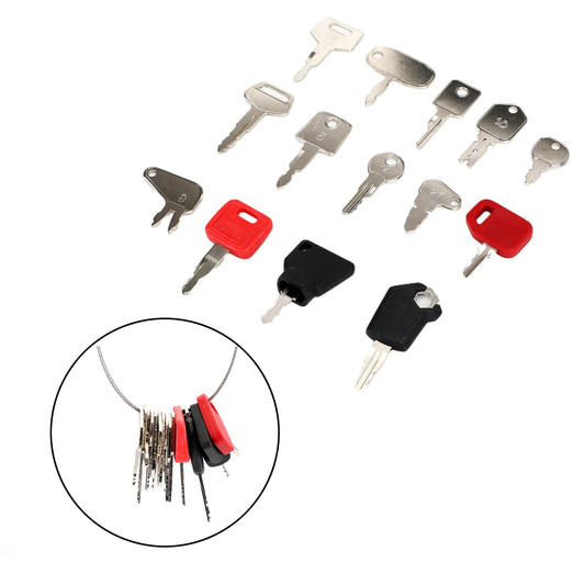 14 Keys Heavy Construction Equipment Ignition Key Set For Cat JD JCB Komatsu Generic