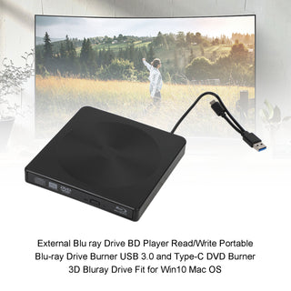 BD Burner  External USB 3.0 Slot In DVD RW BD Writer Portable Drive