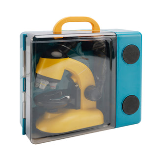 Rotating Microscope LED 100X-1200X Magnification Science Toys Kit For Kid Yellow