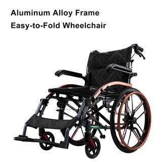 Easy-to-Fold Adjustable Footrests and Eco-Friendly Oxford Fabric Seat – Lightweight Hand-Push Aluminum Alloy Frame Wheelchair with Magnesium Alloy Wheels and Comfortable for Travel