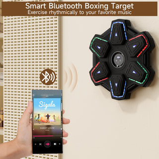 Colorful LED Music Punching Machine with Gloves – Bluetooth Boxing Trainer Wall-Mounted for Adults Perfect for Home & Office Workouts