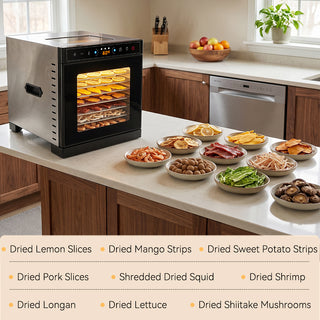 Food Dehydrator Dual-layer Body Electric Food Dryer with Top Clear Glass Viewing Window 304 Trays Household Dehydrator for Fruits Jerky Herbs & Dog Treats Veggies Adjustable Temp