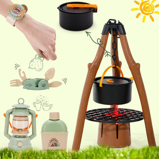 42Pcs Camping Pretend Play Tent Indoor and Outdoor Gift for Boys Girls Oil Lantern Binoculars Kids Camping Set with Tent Toy Campfire