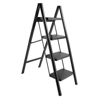 4-Step Folding Step Ladder, Aluminum - Wide Anti-Slip Treads, Lightweight & Compact
