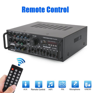 Bluetooth 5.0 HiFi Sunbuck 2000W Stereo Power Amplifier Karaoke FM USB SD AUX