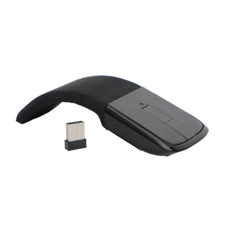 2.4GHz Foldable Arc Touch Wireless Mouse Optical Mice With USB Receiver Black