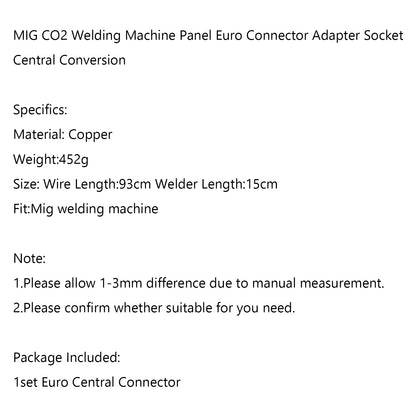 MIG CO2 Welding Machine Panel Euro Connector Adapter Socket Central Conversion