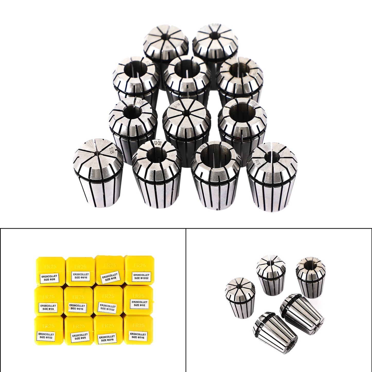 12Pcs ER25 Spring Collet Set For CNC Milling Lathe Tool Engraving Machine Steel Generic