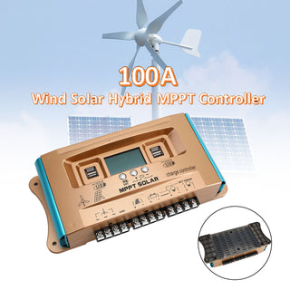 12V-60V 100A MPPT Dual USB Charge Wind-Solar Hybrid System Controller Auto