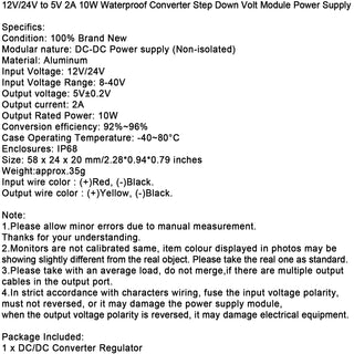 Waterproof Converter 12V/24V to 5V Step Down Volt Module Power Supply 2A 10W