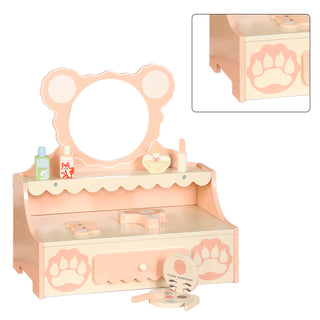 Princess Vanity for 3+ Years Old Kids Kids Vanity Set with Storage Drawer Little Girls' Makeup Table with Mirror Toddler Pretend Play Vanity Desk with 8 Makeup Accessories