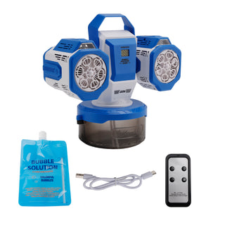 Rechargeable Bubble Machine With Light 360°Rotation Remote Control Outdoor Event