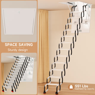 12 Steps Black Loft Wall Folding Pulldown Attic Ceiling Ladder Stairs 39.4*27.6"