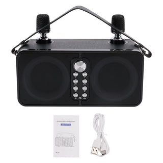 Wireless Bluetooth Speaker Dual Microphone Karaoke All-In-One Outdoor Portable