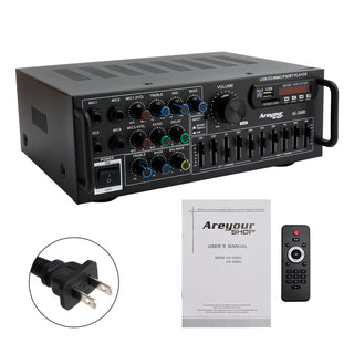 Bluetooth 5.0 HiFi Sunbuck 2000W Stereo Power Amplifier Karaoke FM USB SD AUX