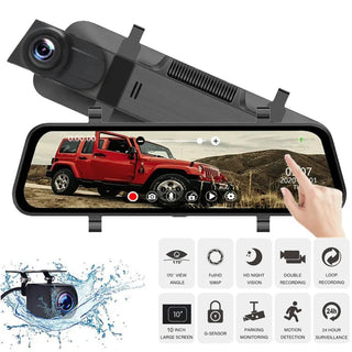 10-inch HD 1080P Rearview Mirror Streaming Media Driving Recorder Dual Lens