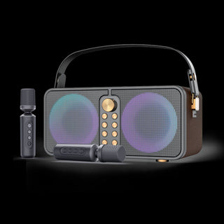 Wireless Bluetooth Speaker Dual Microphone Karaoke All-In-One Outdoor Portable