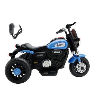 3 Wheel Kids Ride On Motorcycle 6V Powered Electric Dual Drive Toy Car Blue Toy