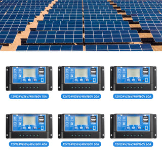 10A-60A PWM Solar Controller Mobile APP Intelligent Control 12V/24V/36V/48V/60V