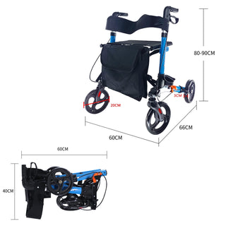 Topteng Lightweight Foldable Rollator Walker with Seat & Adjustable Height
