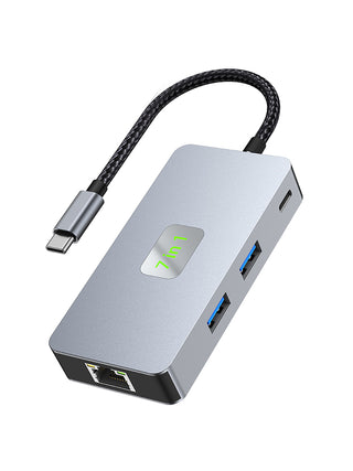 7 in 1 TYPE-CtoRJ45 2.5G 10G USB3.2 HDMI PD100W SD TF Interface Hub for MacBook