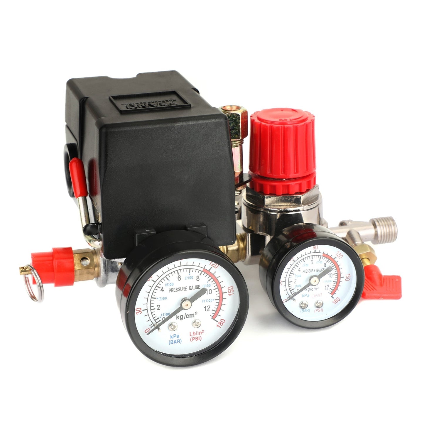 Air Compressor Pressure Control Switch Manifold Regulator Fitting with Gauges Generic